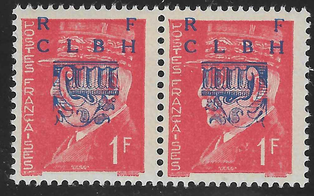 Libération de Decazeville - n° 4 - paire - type I et type II - surcharges recto-verso - neufs** - SUP - signés et avec certificat Calves