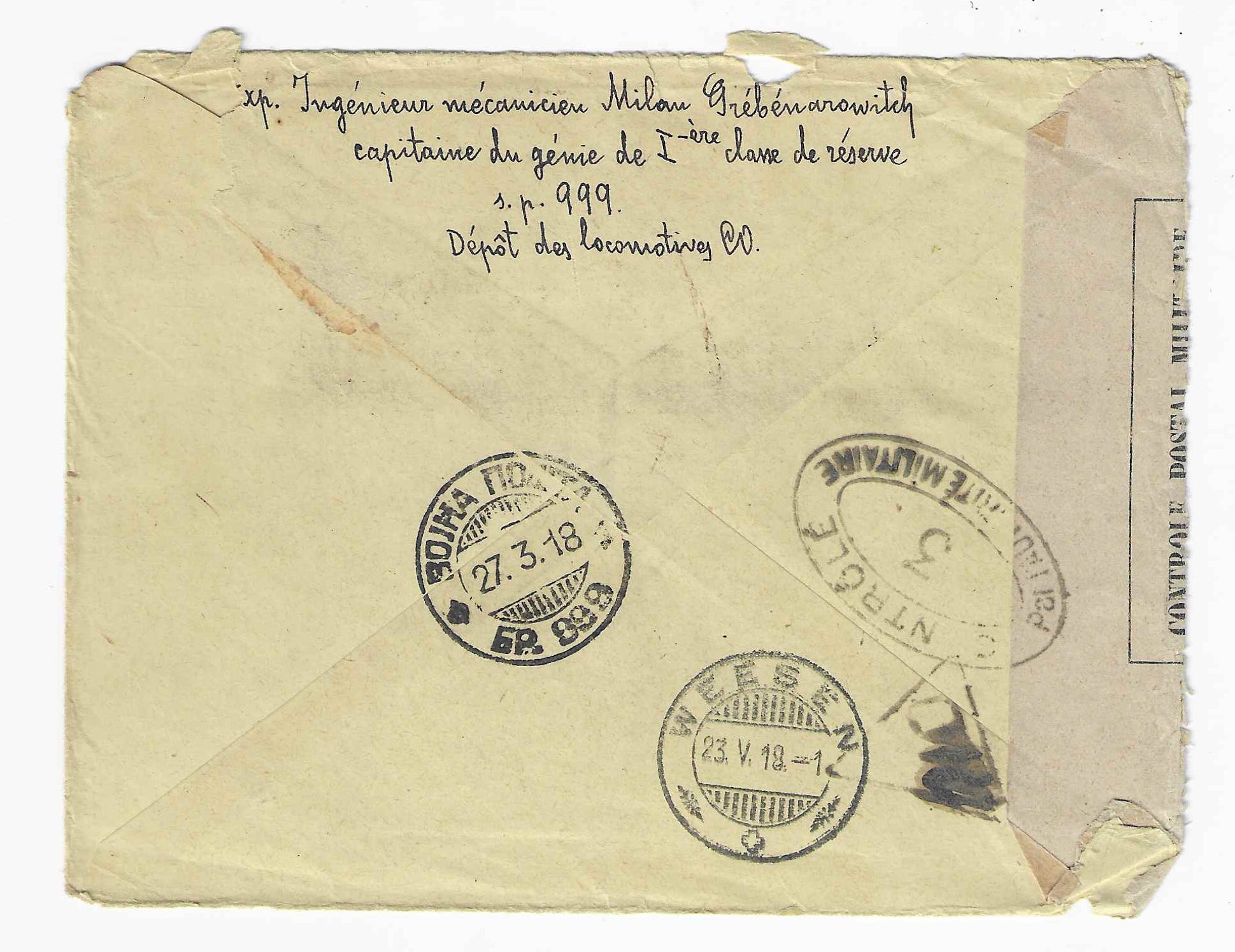 Postes serbes n° 1 et 2 - Semeuse - oblitérés sur lettre recommandée - TB - signée Calves