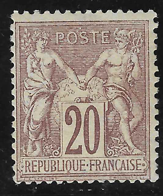 N°67 - Type Sage - 20 c. brun-lilas (I) - neuf* - TB - signé et avec certificat Calves