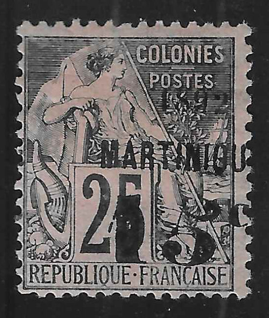 Martinique - n°28a - chiffre 5 penché - neuf* - TB - signé Calves