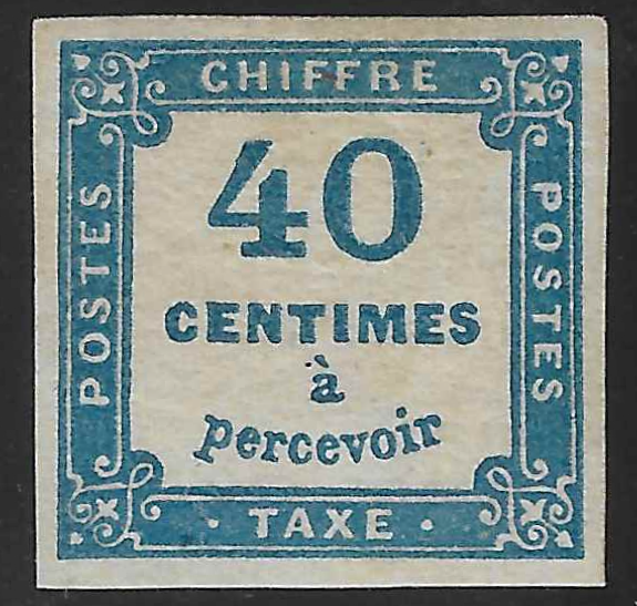 Taxe n° 7b - 40 c. bleu de prusse - neuf* - TB - signé et avec certificats papier Calves et Cohen Sabban