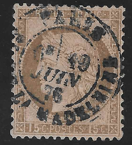 N°55b - Cérès - 15 c. brun sur rose - oblitéré - SUP - signé et avec certificat papier Calves