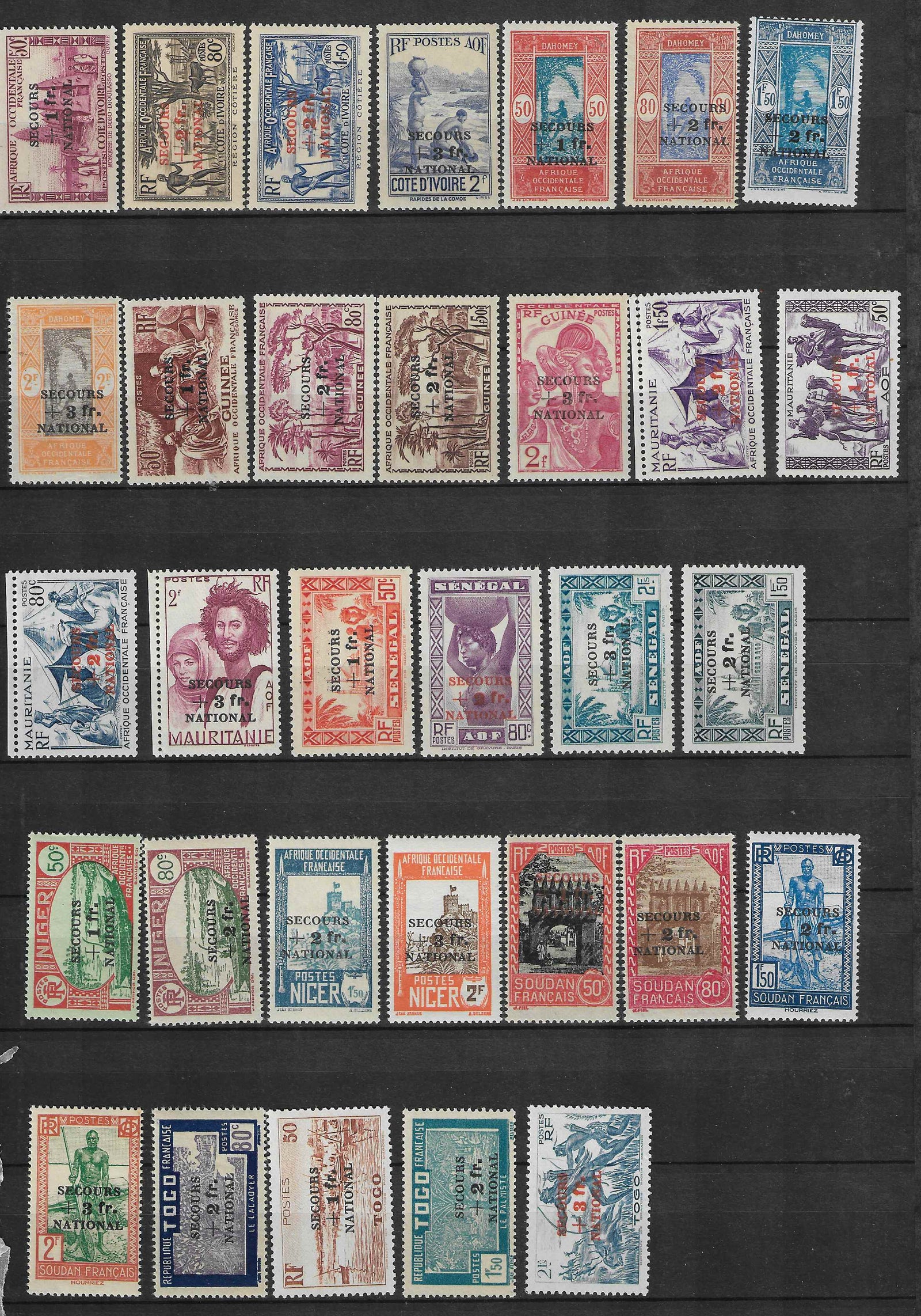 Grandes séries coloniales - Secours national - les 32 valeurs - neufs** - SUP