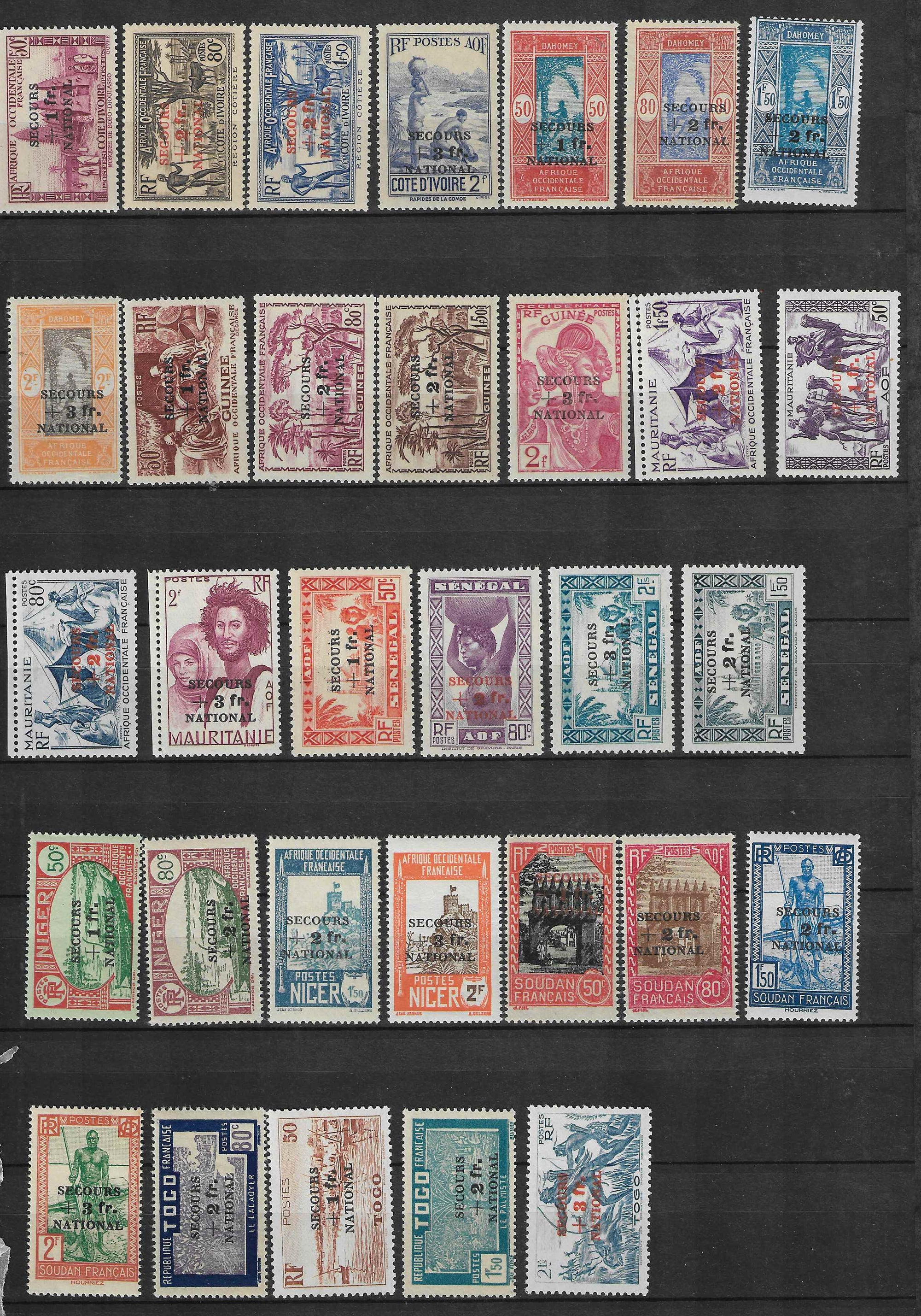 Grandes séries coloniales - Secours national - les 32 valeurs - neufs** - SUP