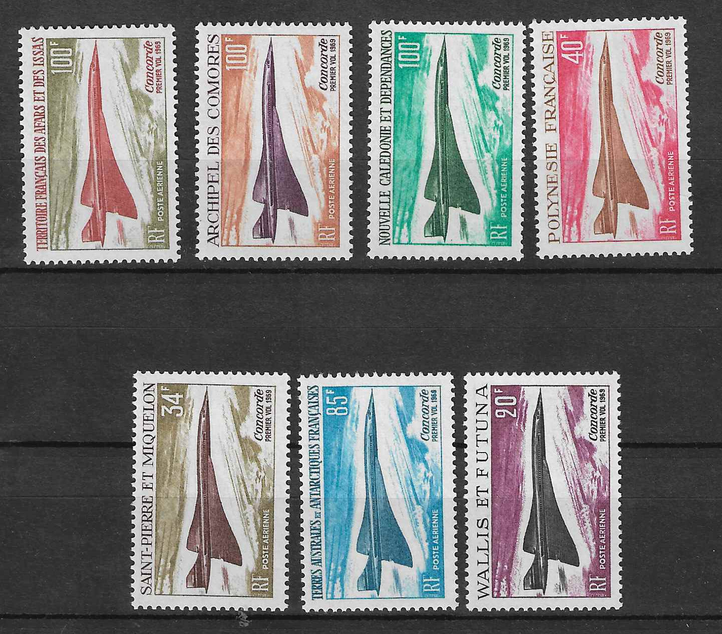 Grandes séries coloniales - Concorde - les 7 valeurs - neufs** - SUP