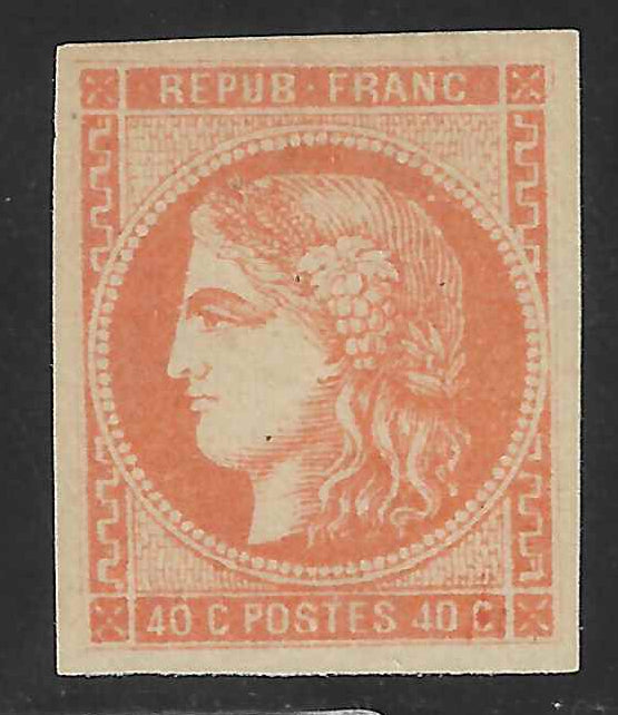 N°48 - Emission de Bordeaux - 40 c. orange - neuf* - SUP - signé et avec certificat Calves
