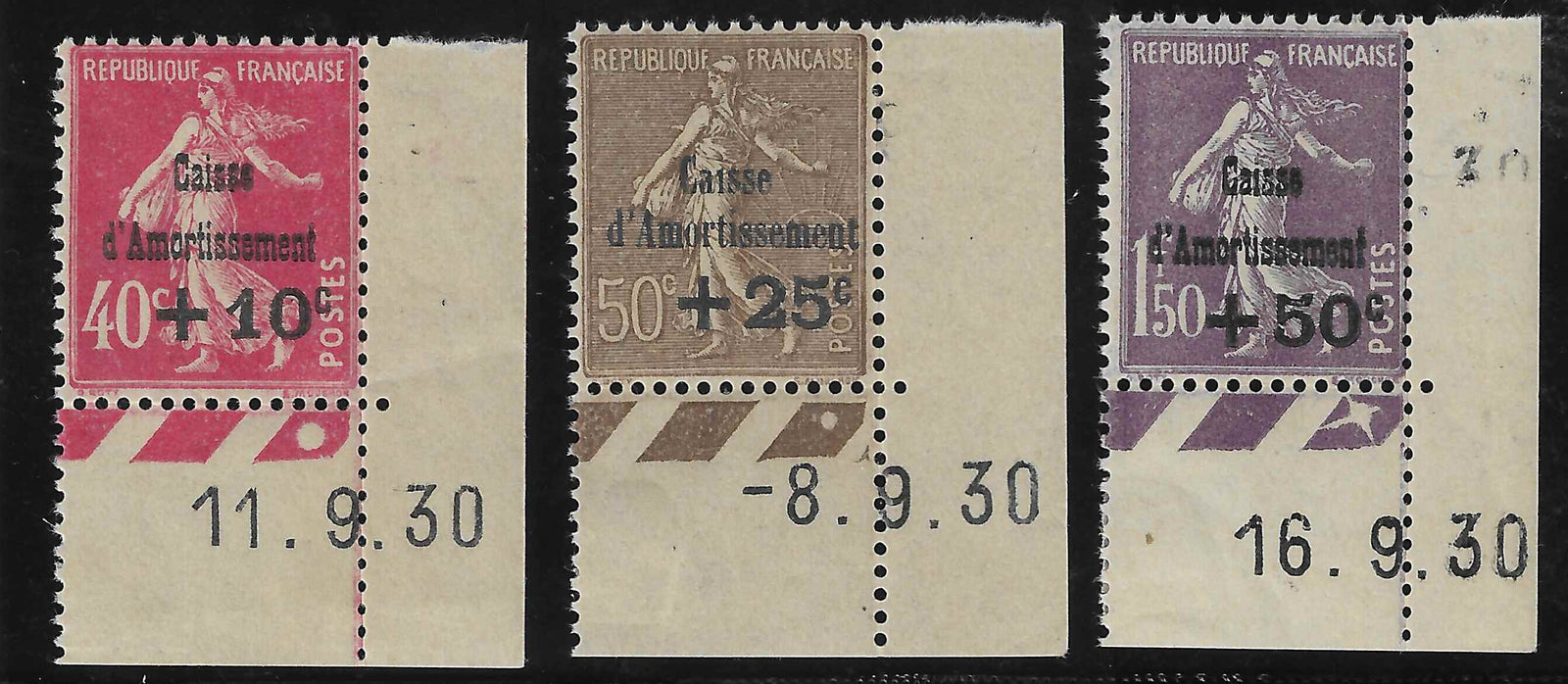 N°YT 266 à 268 - Caisse d'Amortissement - neufs** - SUP - signés Calves