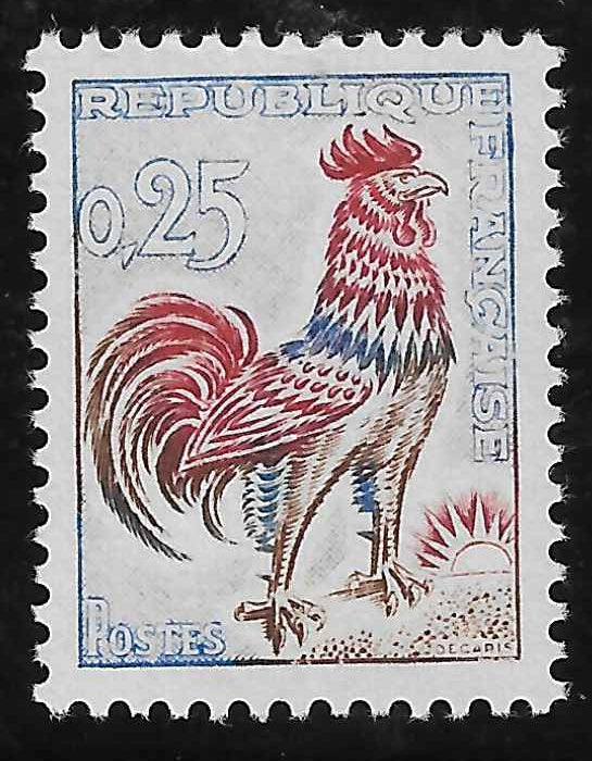 N°Yvert 1331d - coq fluo - neuf** - SUP - signé et avec certificat Calves
