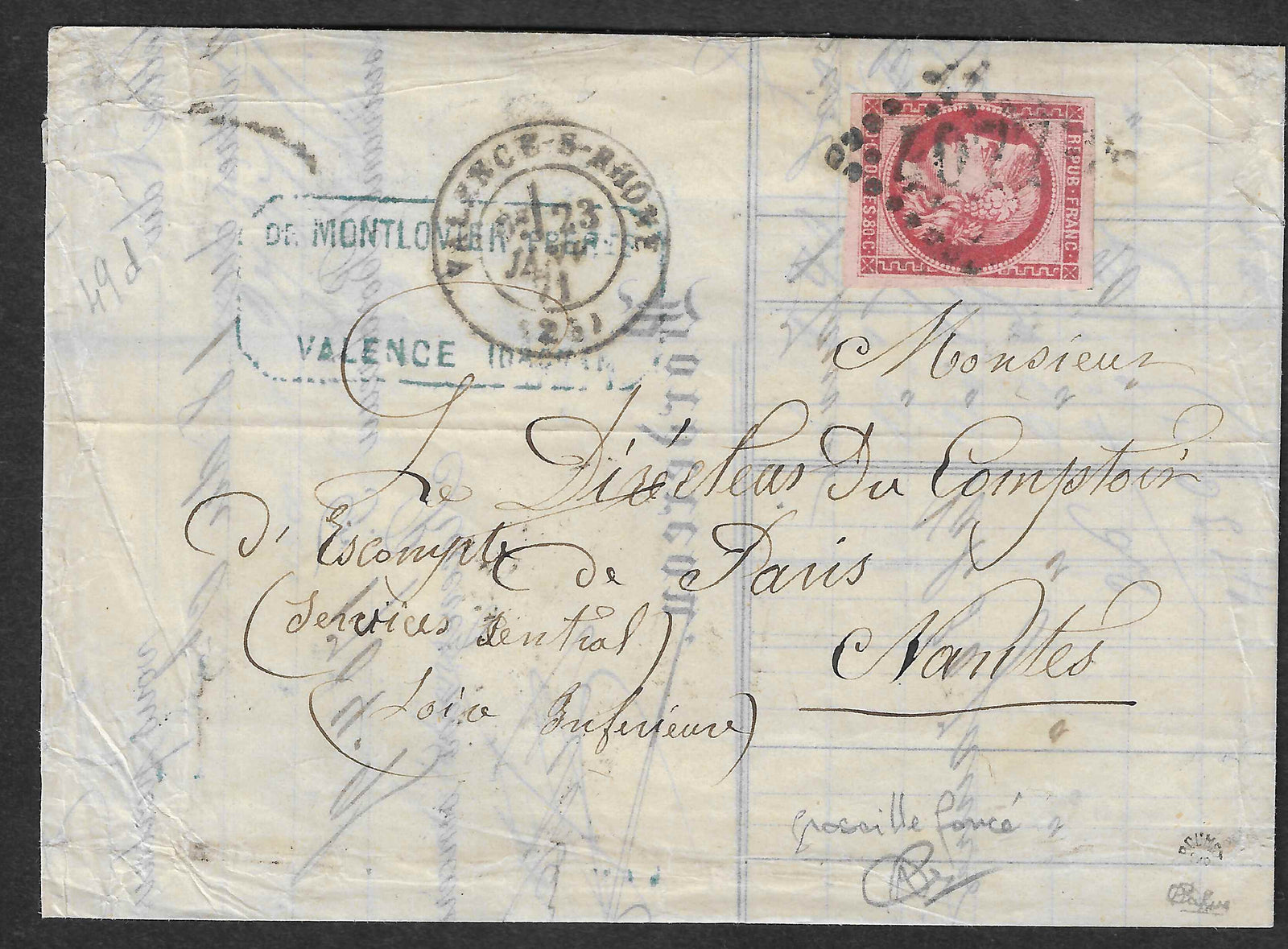 N°49d - Emission de Bordeaux - 80 c. groseille - sur lettre - TB - signée Calves et Roumet et avec certificat papier Calves