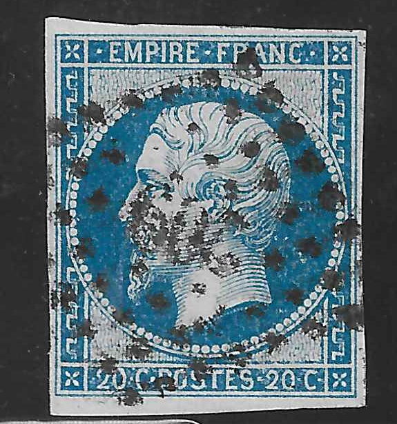 N°14Ba - Empire - 20 c. bleu sur vert - type II - oblitéré - TB - signé Calves