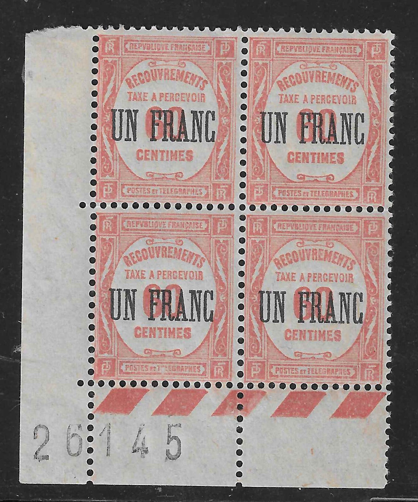 Taxe n°63 - bloc de 4 exemplaires - neufs** - SUP - signés Calves