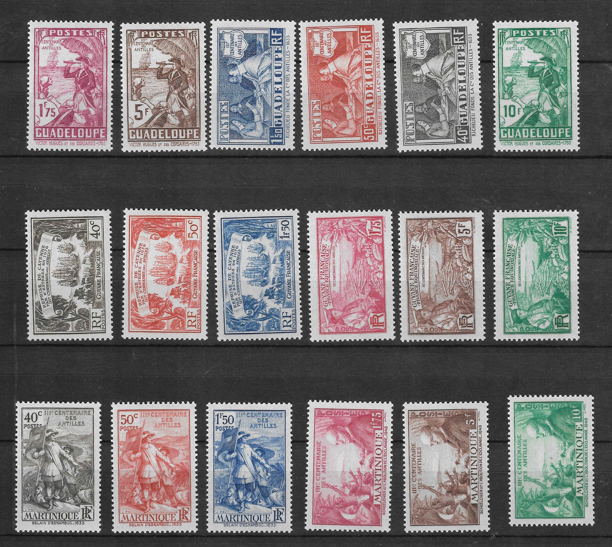 Grandes séries coloniales - tricentenaire des Antilles - les 18 valeurs - neufs** - SUP