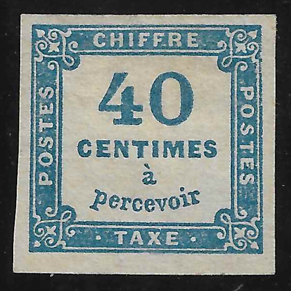 Taxe n° 7b - 40 c. bleu de prusse - neuf* - TB - signé Scheller et avec certificat papier Calves