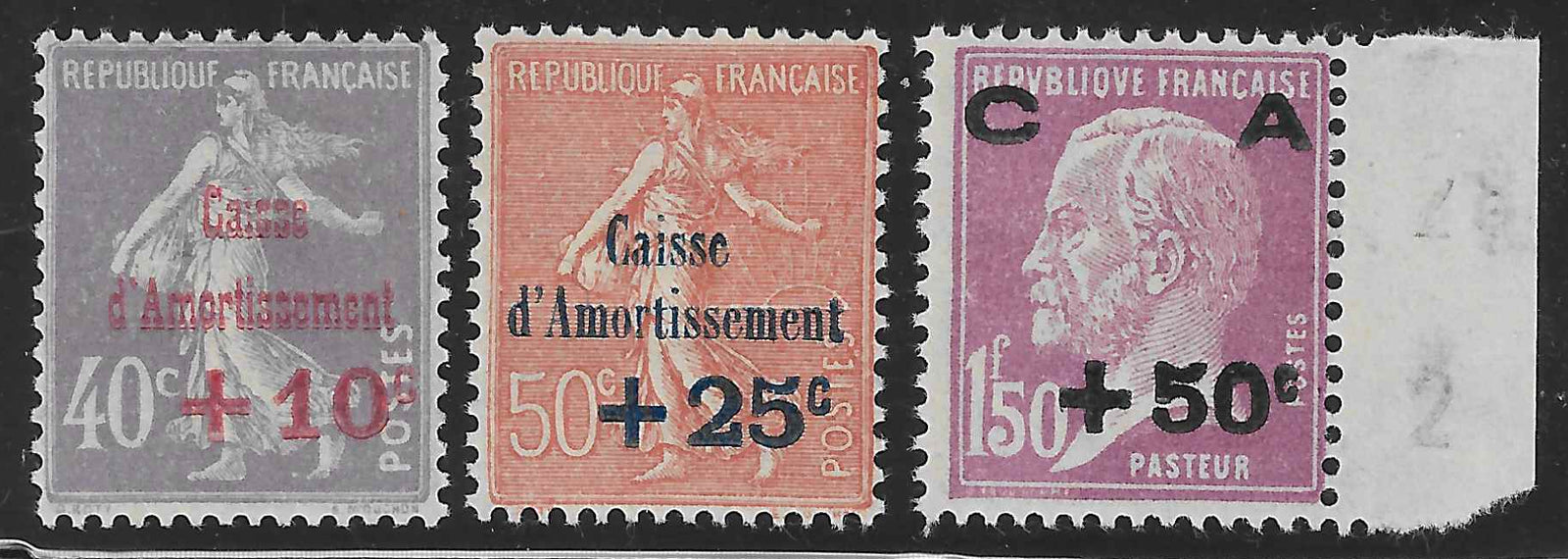 N°YT 249 à 251 - Caisse d'Amortissement - neufs** - SUP - signés Calves
