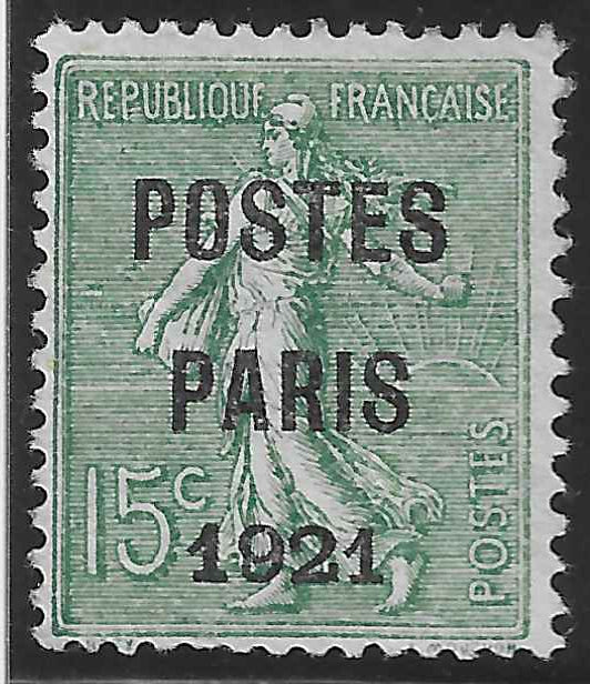 Préoblitéré n°28 - Postes Paris 1921 - sans gomme - TB - signé Calves