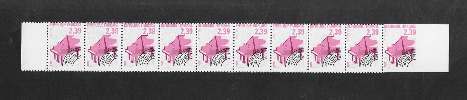 Préoblitéré n°YT 211 - dentelé sur 3 côtés dans une bande de 10 - neuf** - SUP - signé et avec certificat Calves