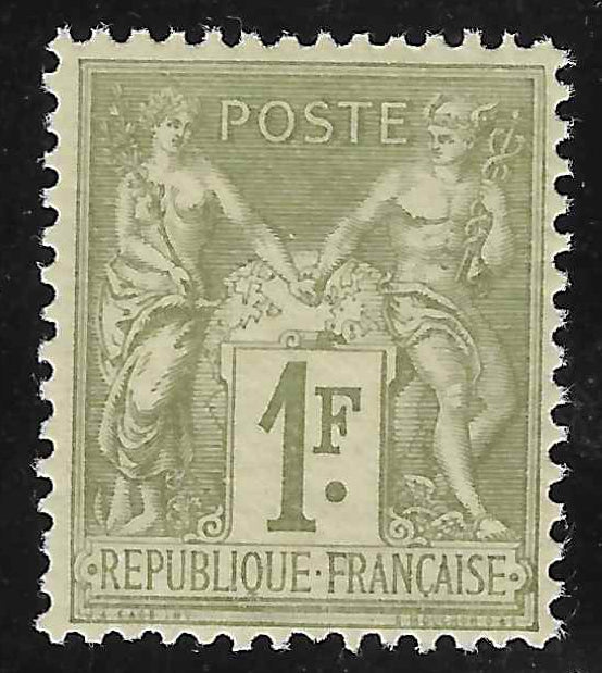 N°82 - Type Sage - 1 fr. olive clair (II) - neuf** - SUP - signé Calves et Brun