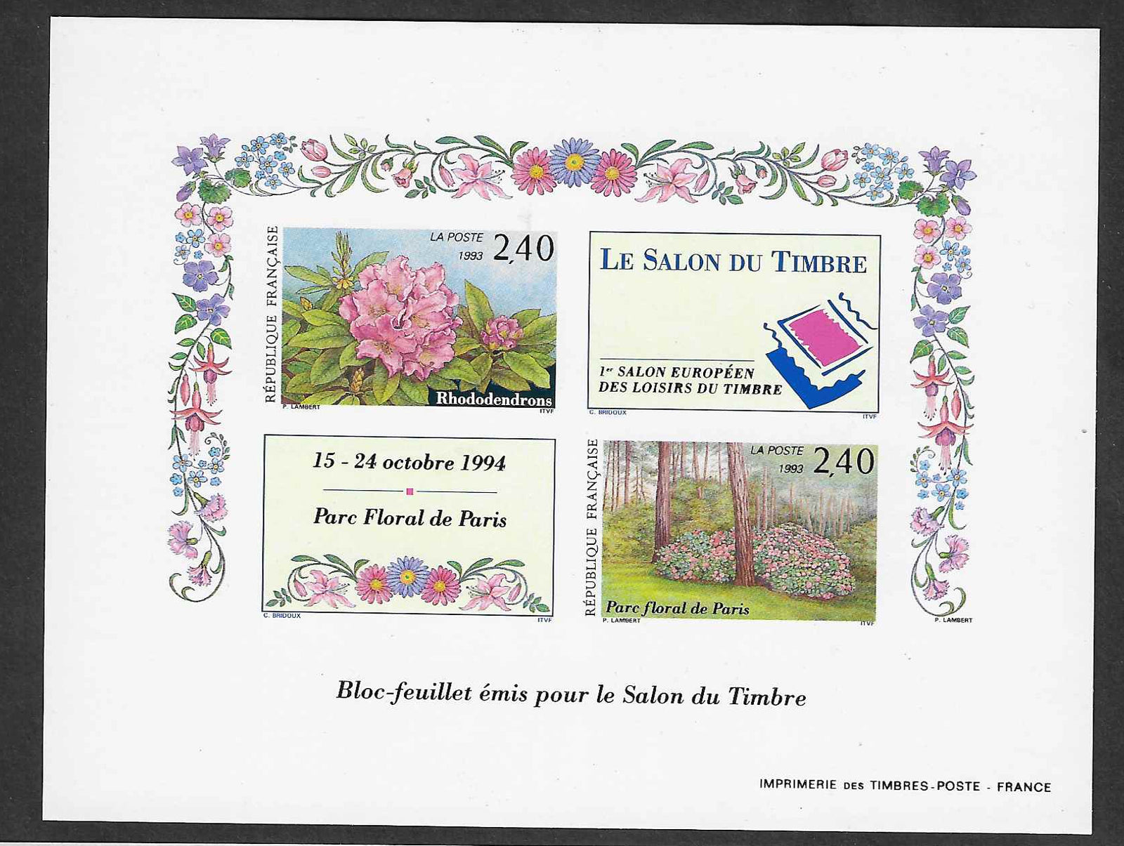N°Yvert 2849-2850 - le feuillet non dentelé avec gomme - neuf** - SUP