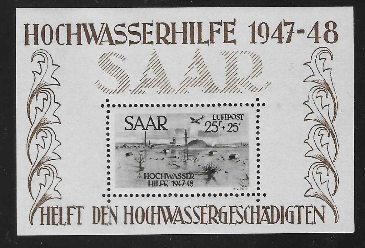 Sarre - bloc n°2 - inondation de 1947 - neuf** - SUP - avec certificat Calves