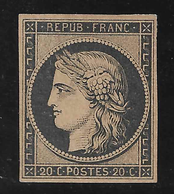 N° 3f - Cérès - réimpression 1862 - NSG - TB - signée Brun et avec certificat Calves