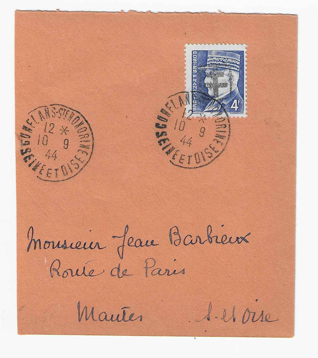 Libération de Conflans Sainte Honorine - n° 17  - oblitéré surgrand fragment - TB - signé Calves
