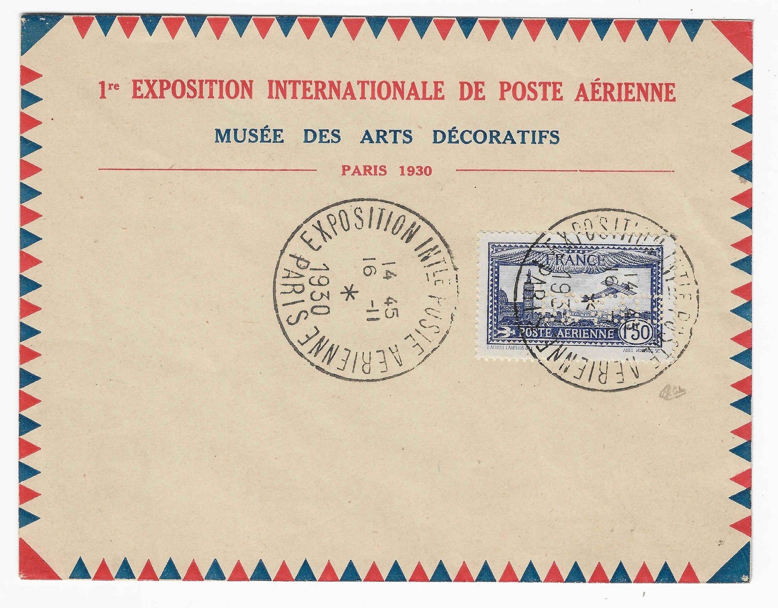 Poste aérienne n° 6c - EIPA - oblitéré sur l'enveloppe de l'exposition - SUP - signé et avec certificat Calves