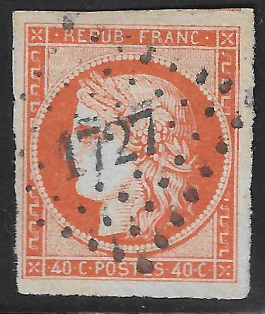 N° 5 - Cérès - 40 c. orange - oblitéré - TB - signé et avec certificat Calves