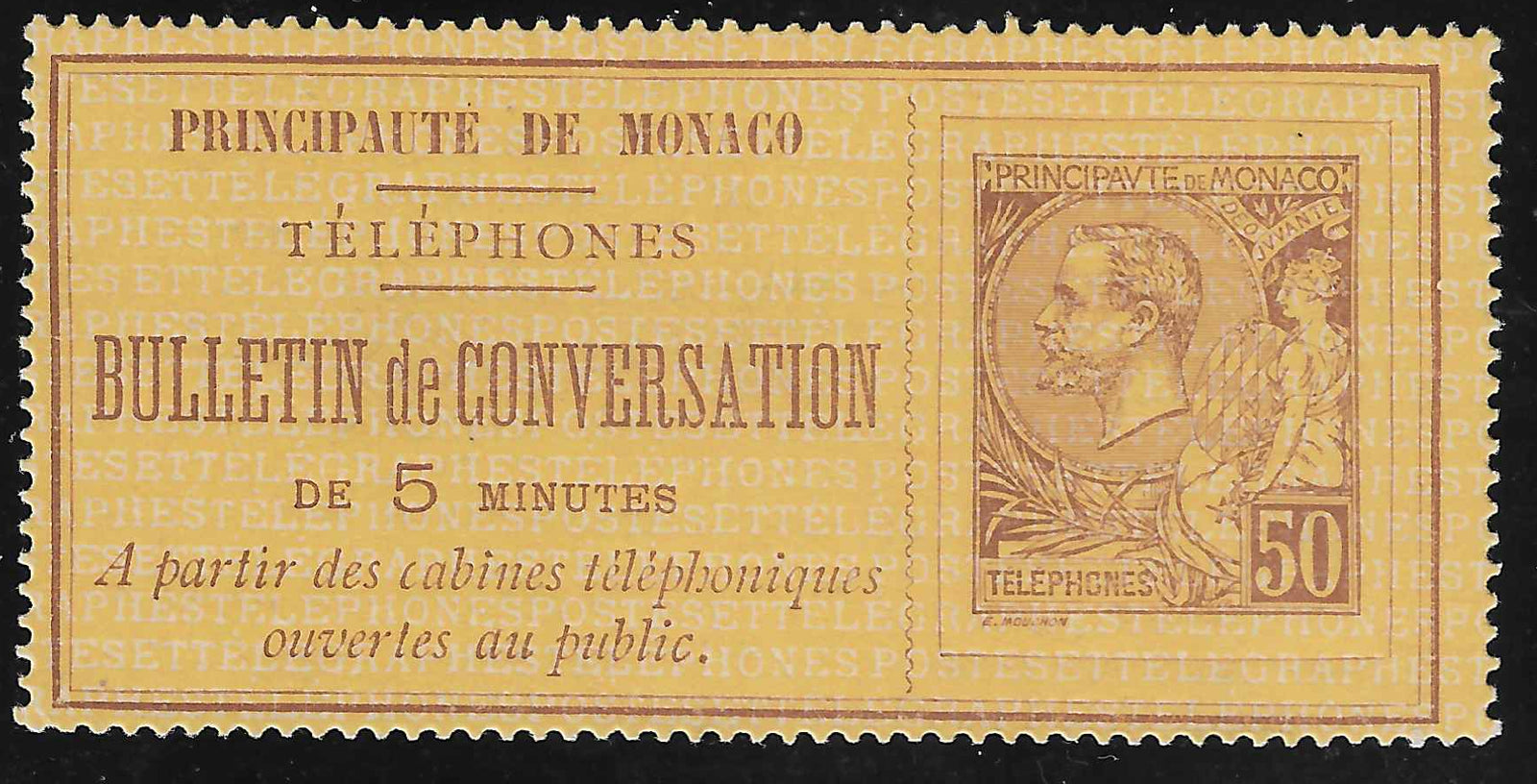 Monaco - timbre-téléphone n°1 - neuf - SUP - signé et avec certificat Calves