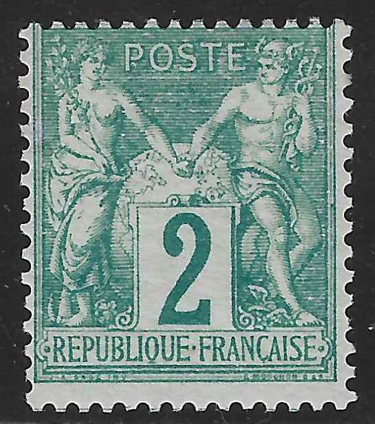 N°62 - Type Sage - 2 c. vert (I) - neuf* - TB - signé et avec certificat Calves