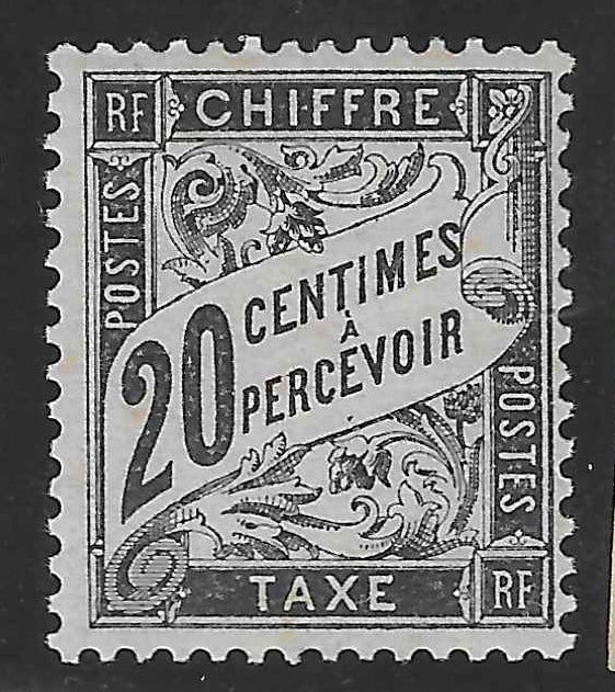 Taxe n°17 - 20 c. noir - neuf* - TB - signé Calves