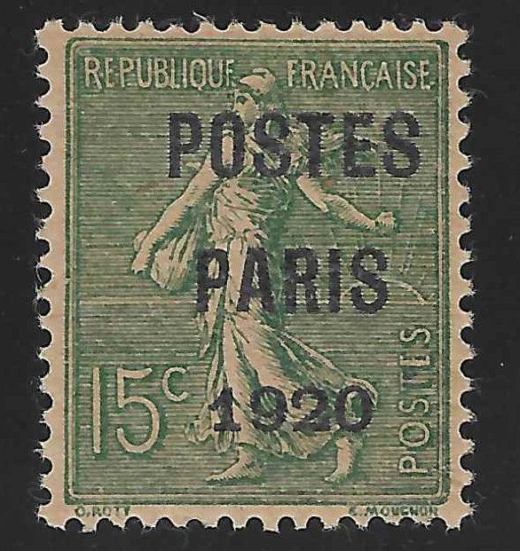 Préoblitéré n°25 - POSTES PARIS 1920 - neuf** - SUP - signé et avec certificat Calves