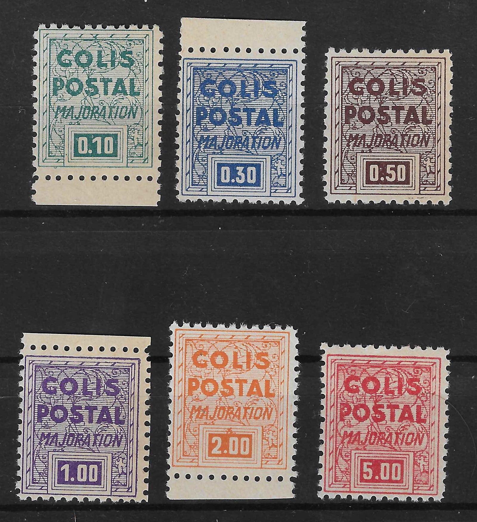 Colis postaux n°186M à 186R - non émis - série complète - neufs** - SUP - signés et avec certificat Calves