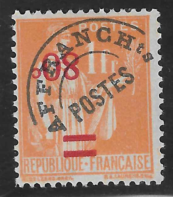Préoblitéré n°74a - surcharge 80 c. renversée - neuf* - TB - signé et avec certificat Calves