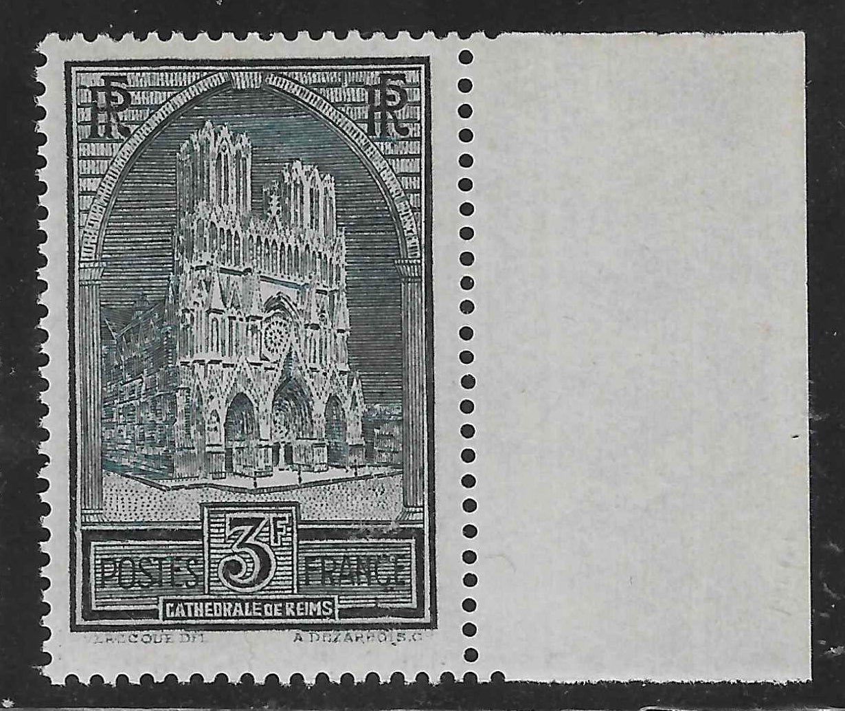 N°YT 259a - Cathédrale de Reims - type II - neuf** - SUP - signé et avec certificat Calves