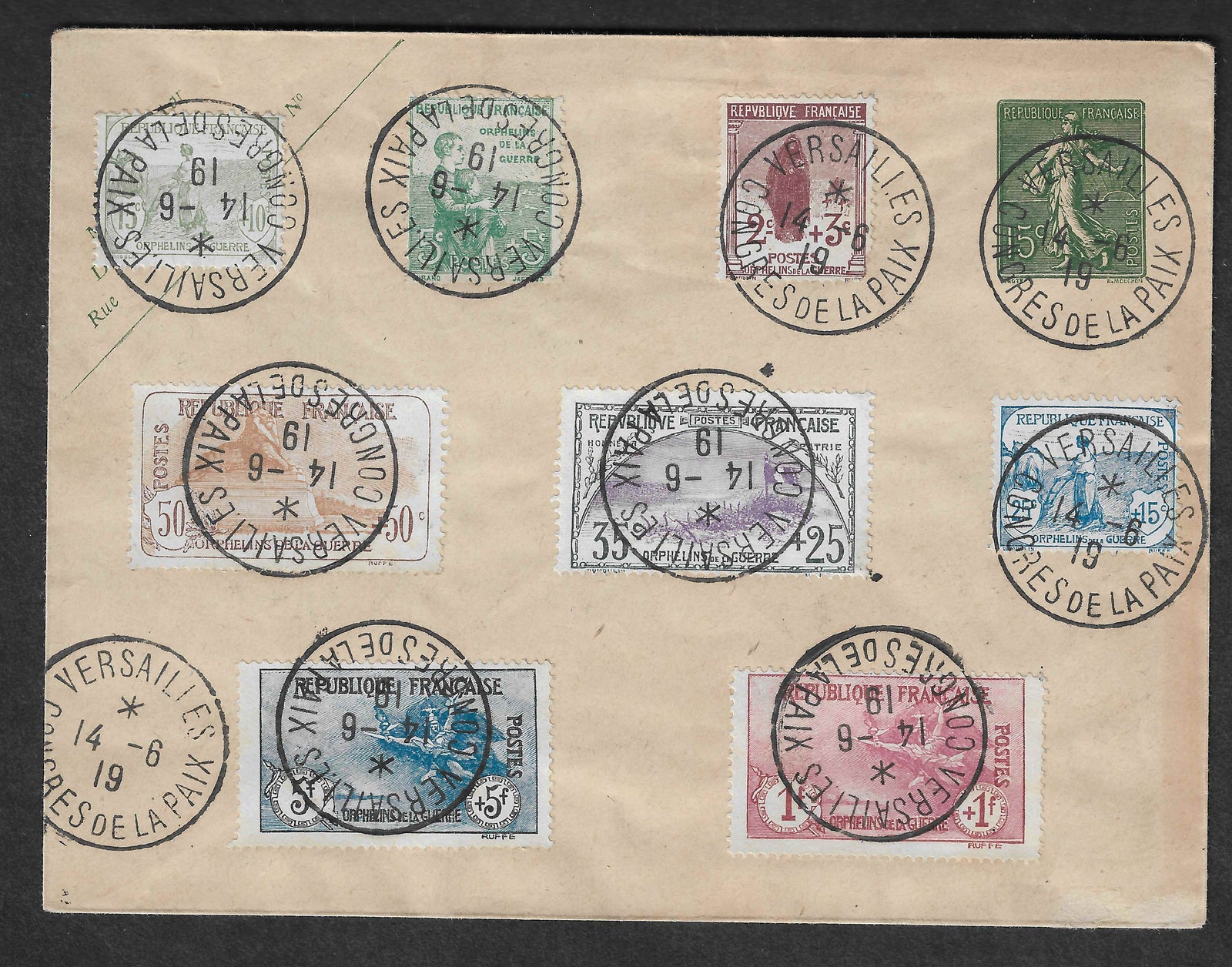 N°YT 148 à 155 - Orphelins -série complète - oblitérée sur enveloppe - TB - signée et avec certificat papier Calves