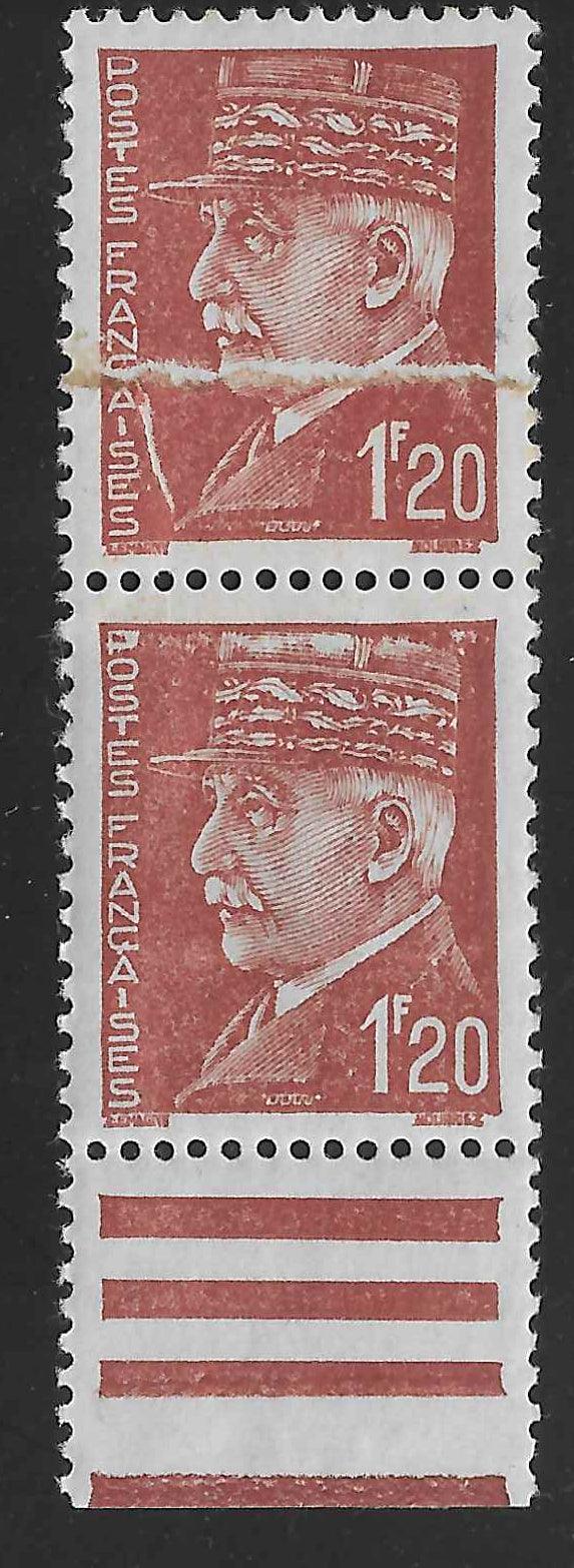 N°YT 515b - Pétain - impression sur raccord en paire - neuve** - SUP - signée Calves