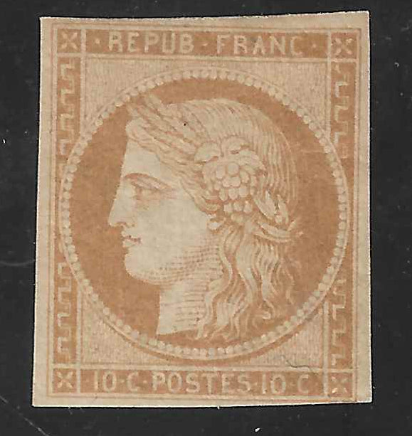N° 1f - Cérès - réimpression 1862 - neuf* - signé Brun