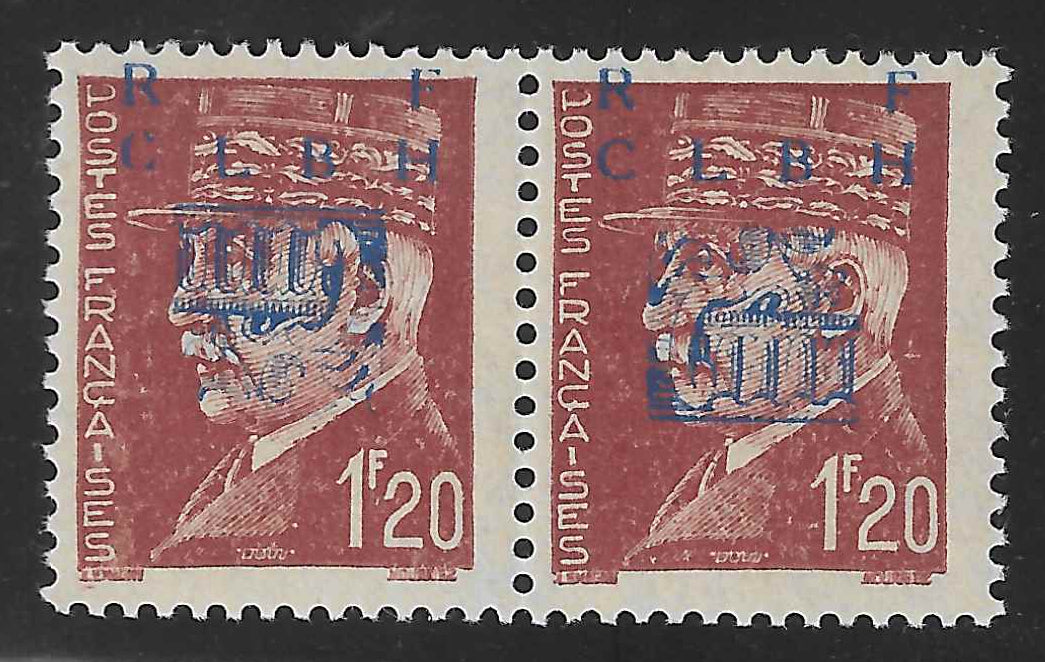 Libération de Decazeville - n° 5 - surcharge recto-verso - paire type I et type III - neuf* - TB - signé et avec certificat Calves