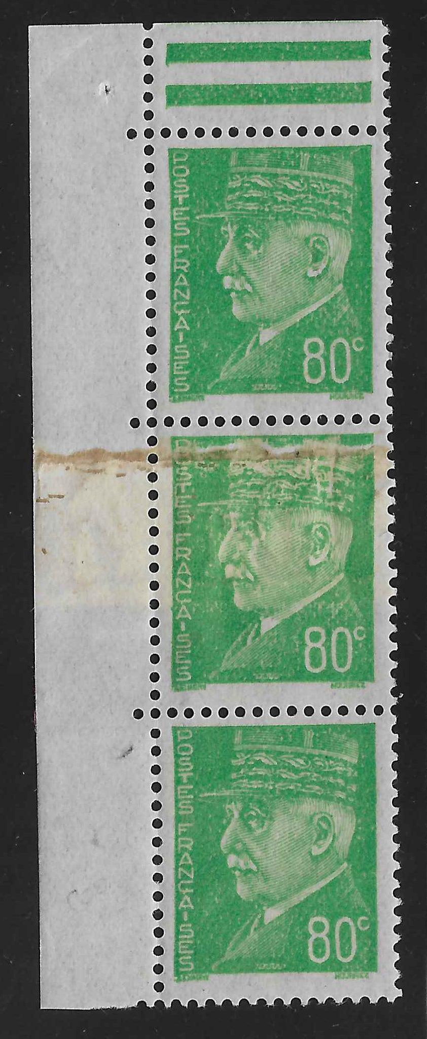 N°YT 513- Pétain - impression sur raccord avec sonnette - neuve** - SUP - signée Calves