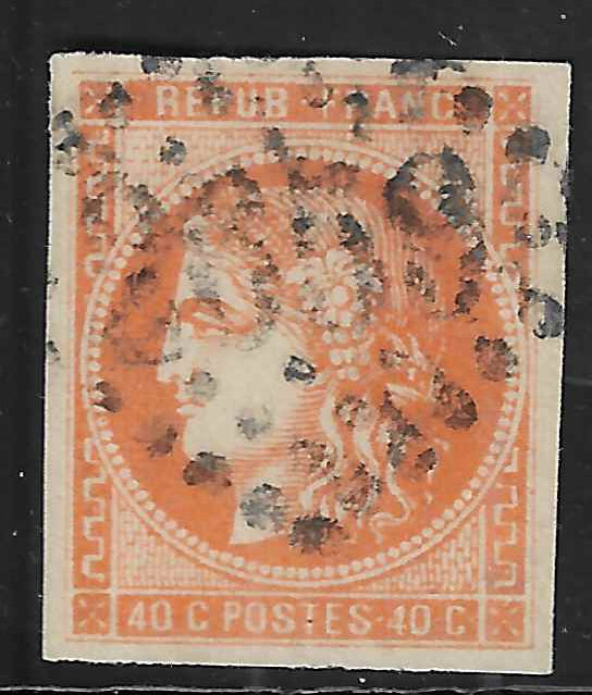 N°48 - Emission de Bordeaux - 40 c. orange - oblitéré - TB - signé Calves