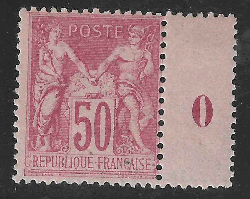 N°YT 104 - Type Sage - 50 c. rose (I) - neuf** - SUP - signé Calves
