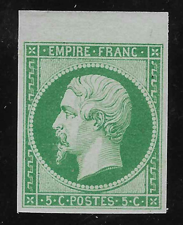N°12e - Empire - 5 c. vert clair - tirage des Arts et Métiers - SUP - avec certificat papier Calves