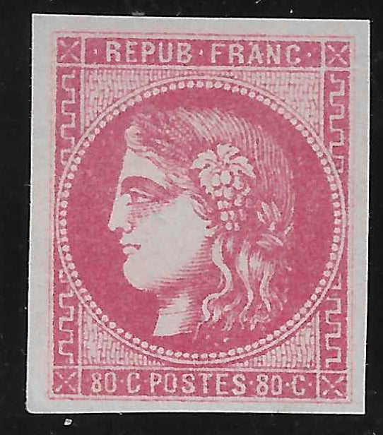 N°49 - Emission de Bordeaux - 80 c. rose - neuf** - SUP - signé Brun et avec certificat Calves