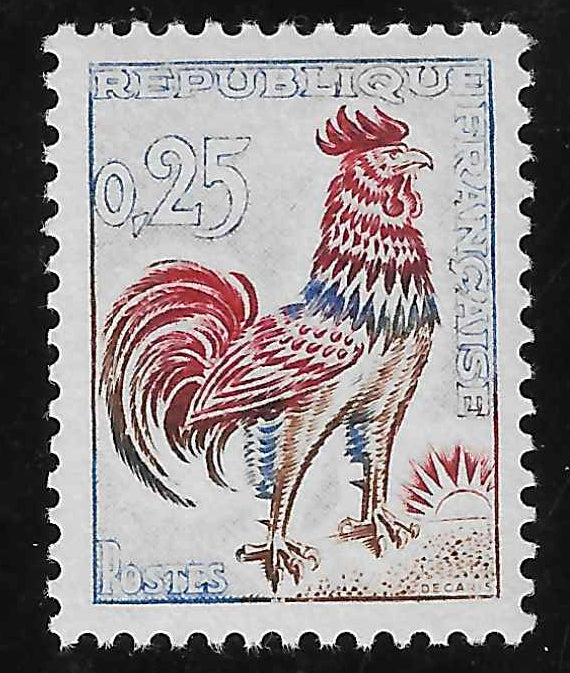 N°Yvert 1331d - coq fluo - neuf** - SUP - signé Scheller et avec certificat Calves