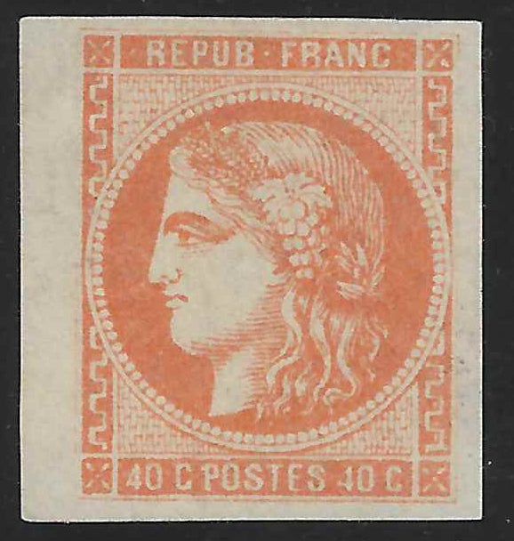 N°48 - Emission de Bordeaux - 40 c. orange - NSG - SUP - signé Calves et Brun