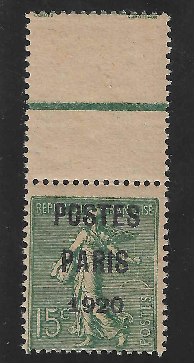 Préoblitéré n°25a - vert-gris - neuf* - TB - signé Calves et avec certificat Roumet