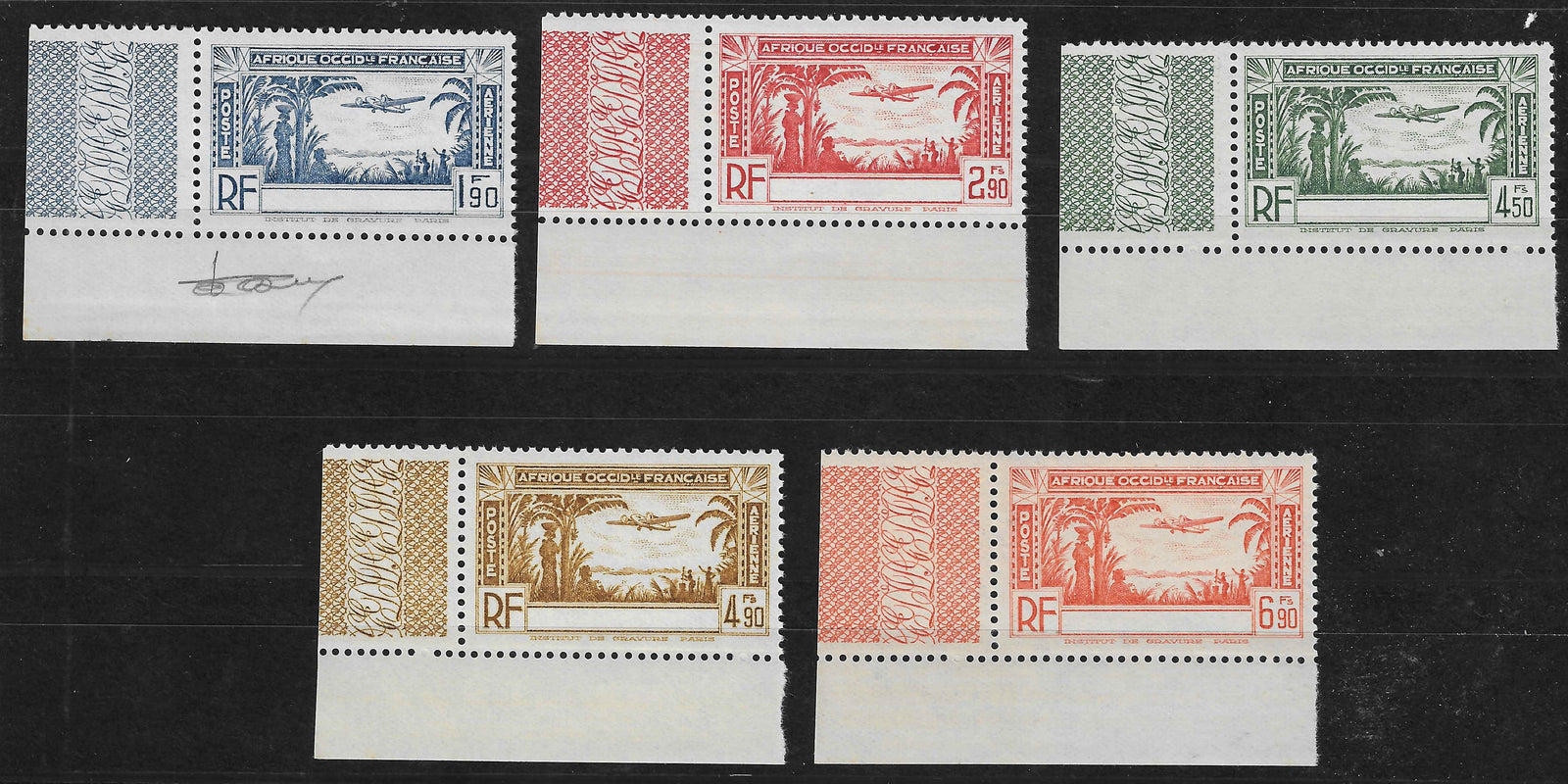 Côte d'Ivoire - poste aérienne n°1a à 5a - sans légende - neufs** - SUP - signés Calves