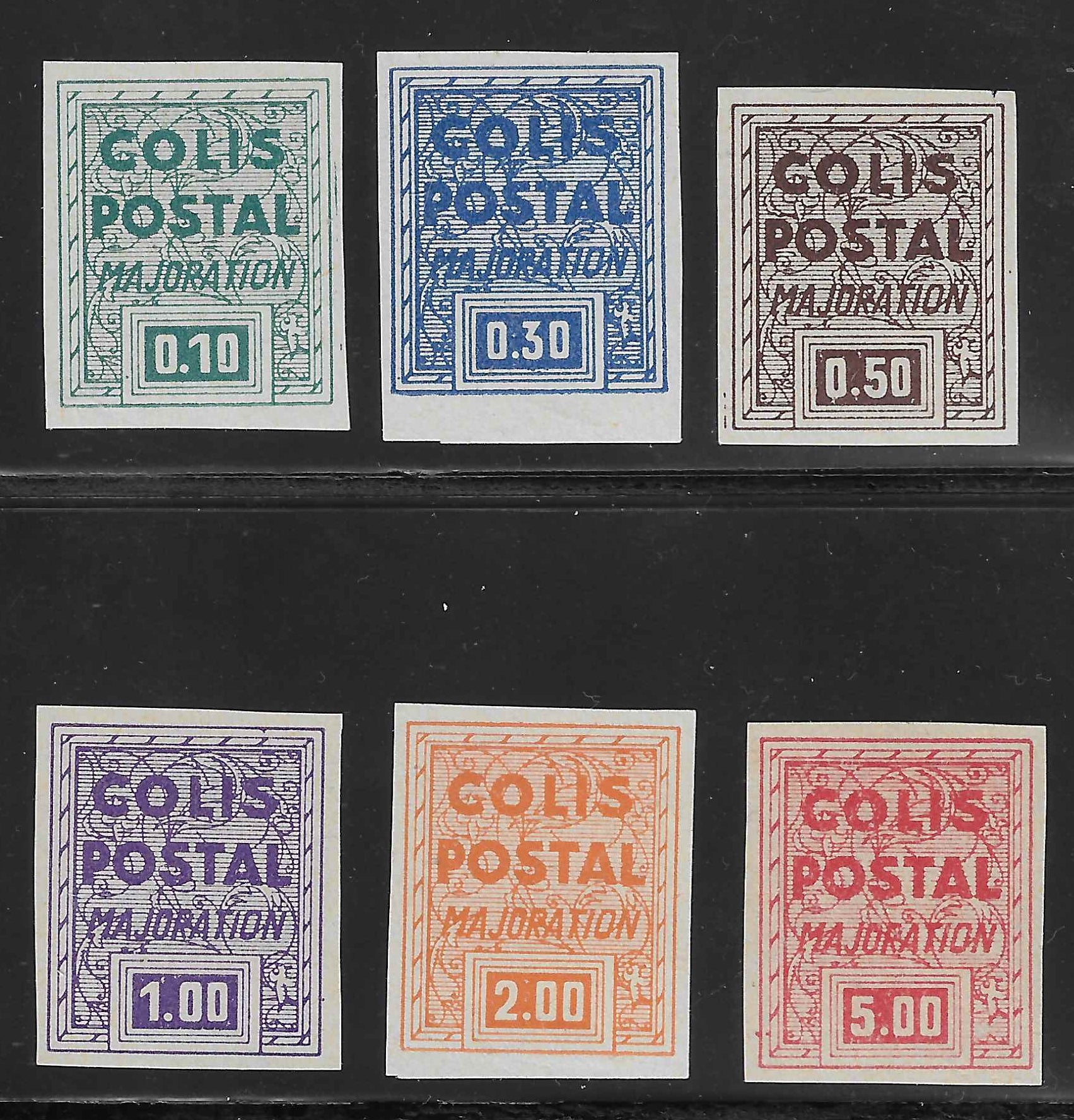 Colis postaux n°186M à 186R - non émis - série complète non dentelée - neufs** - SUP - signés et avec certificat Calves