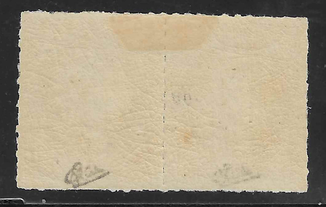 N°43B - 10 c. bistre-jaune report 2 - paire horizontale - percée en ligne - neuve* - TB - signé et avec certificat papier Calves