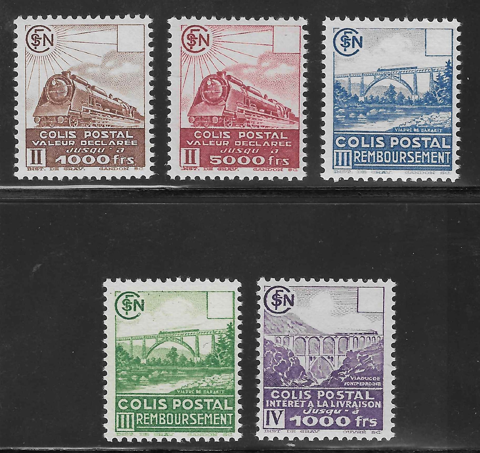 Colis postaux n°177a à 181a - valeurs omises - série complète - neufs** - SUP - signés Calves